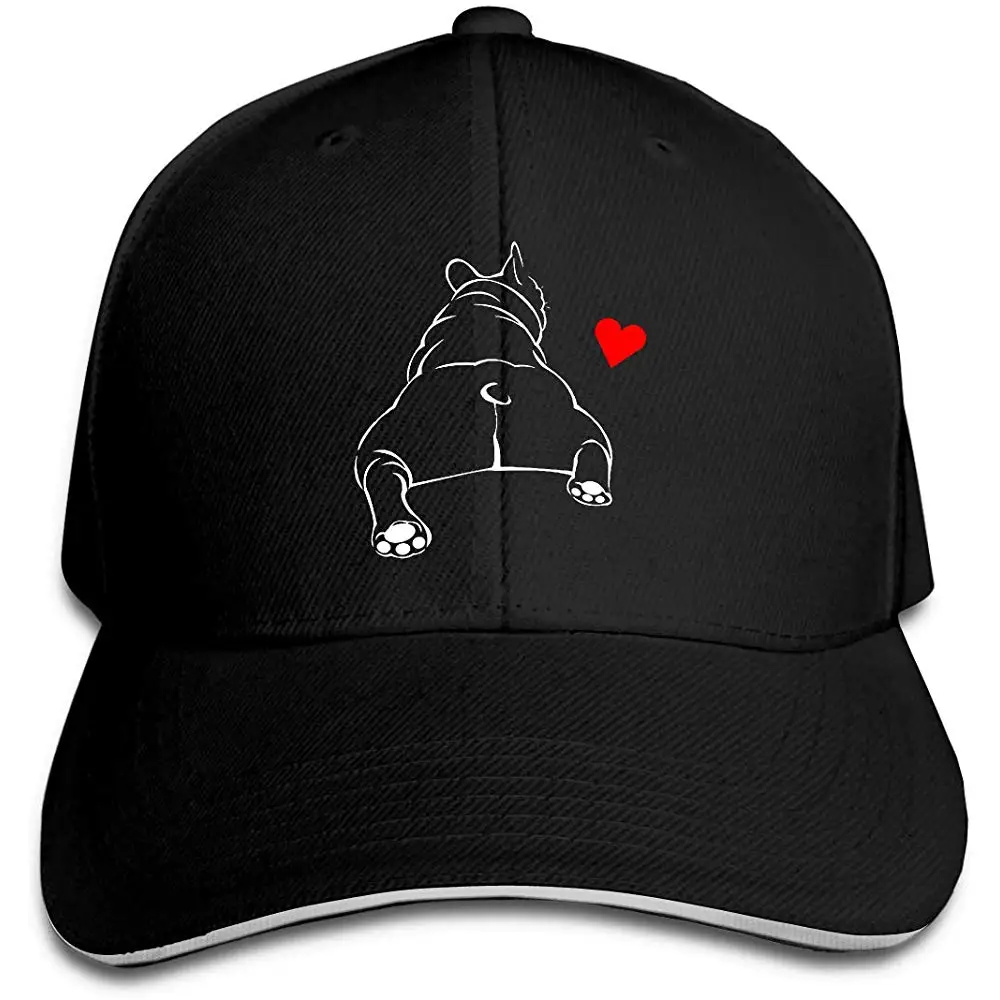 Мужская и женская бейсболка с бульдогом и французским сердцем