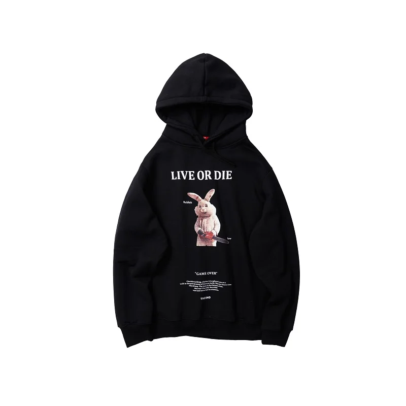 Мужские толстовки из хлопка W2075 - Цвет: black