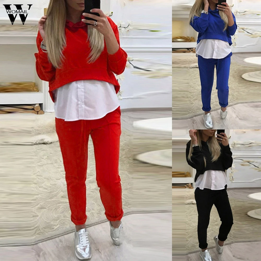 Womail толстовки спортивный костюм с капюшоном брюки костюм комплект из двух предметов толстовки capuche повседневные толстовки с длинными рукавами пуловер
