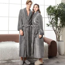 Высокое качество, большие размеры, зимние теплые халаты для мужчин и женщин, удлиненные свободные банные халаты до лодыжки, домашняя одежда, Халат