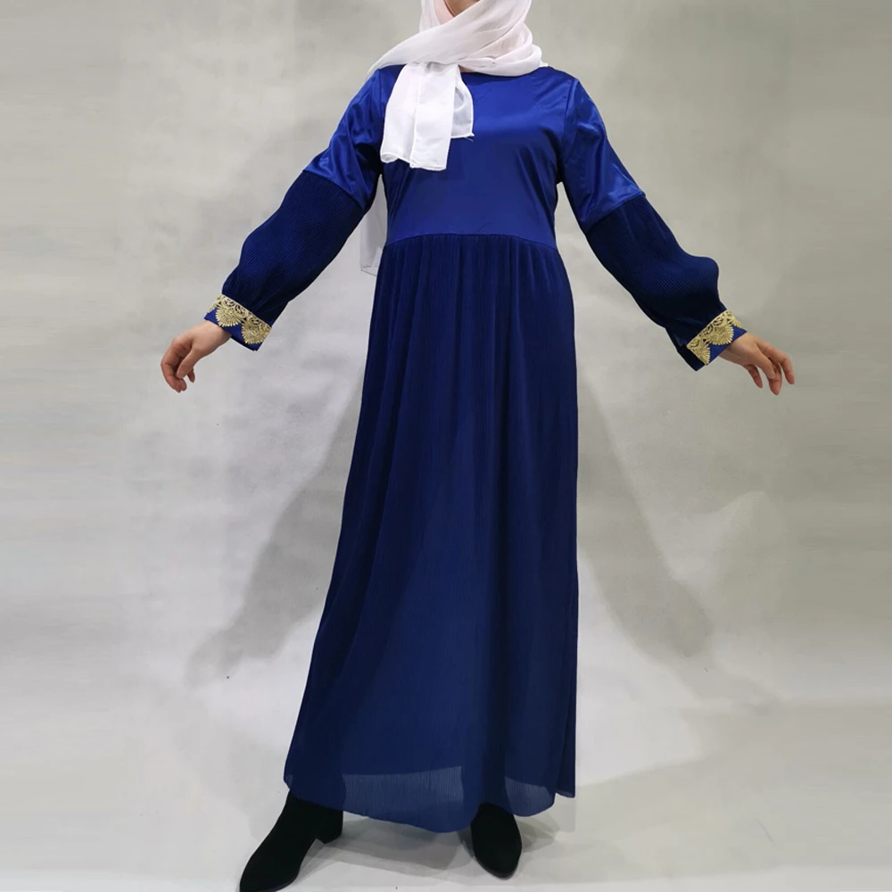 blue dress Кафтан Дубай мусульманское платье абайя турецкие платья Хиджаб ислам одежда для женщин Кафтан Jilbab Tesettur Elbise Gamis мусульманский Wanita - Цвет: blue dress