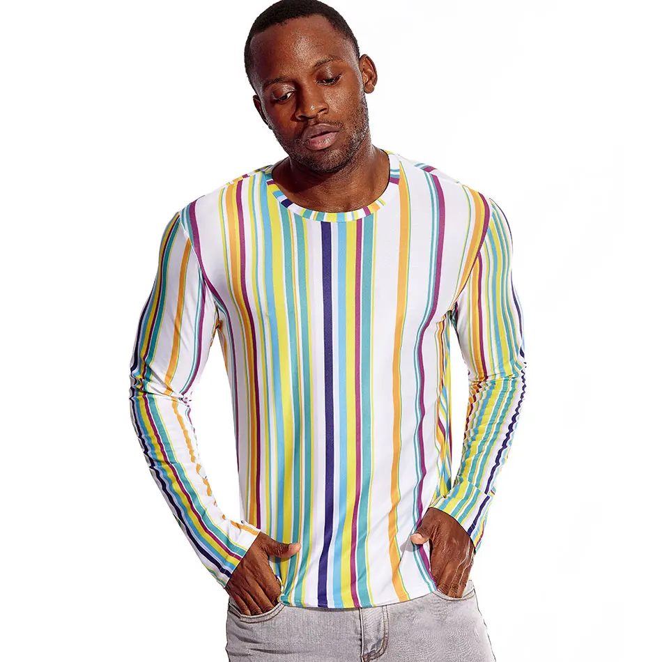 Rainbow Striped Crew Neck Long Sleeve T 