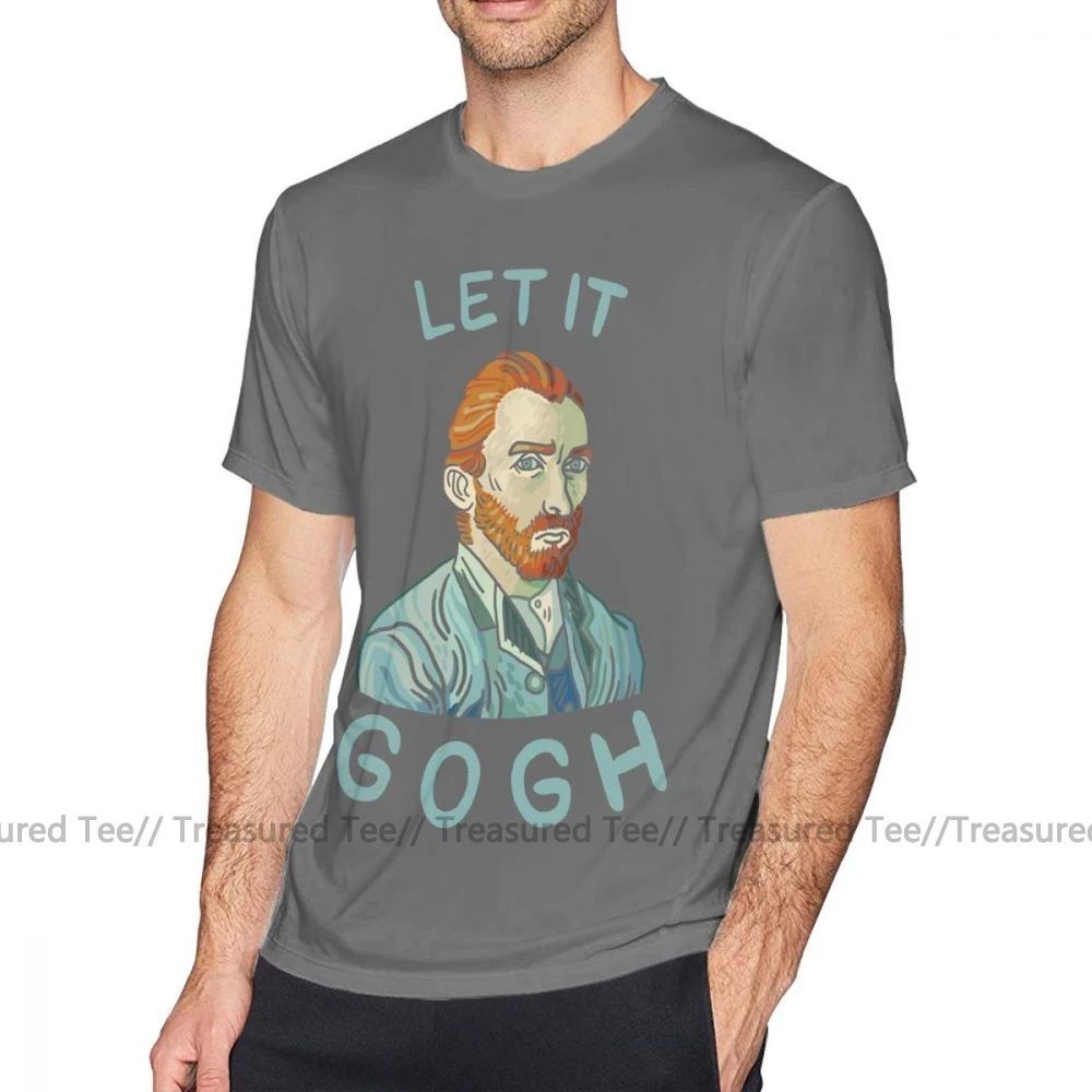 Футболка для художника Let It Gogh, Мужская футболка 5x, Модная хлопковая забавная футболка с графическим рисунком и коротким рукавом