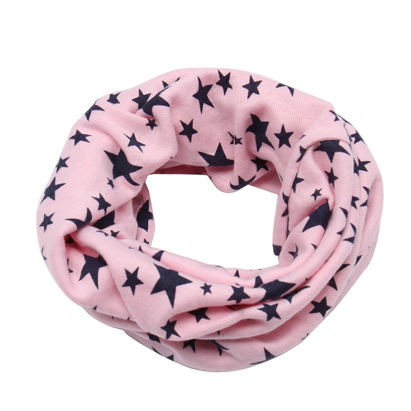 Light Pink Детский хлопковый шарф с круглым вырезом, милый детский теплый шарф с принтом, Детские воротники, осенне-зимний шарф с круглым кольцом для мальчиков и девочек, аксессуары для детской одежды - Цвет: Light Pink