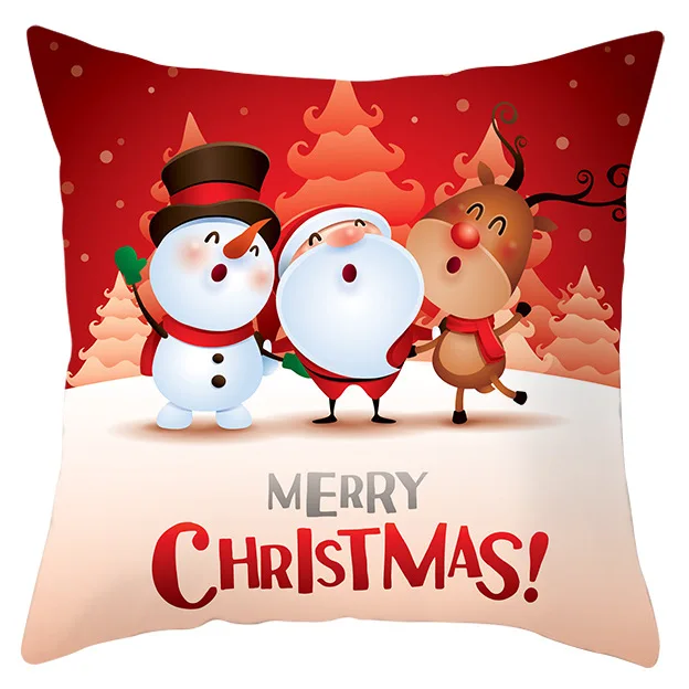 45x45cm Cotton Linen Happy New Year Cover Cushion Pillow Case Merry Christmas Decor for Home Decor Navidad Xmas Gift - Цвет: 32