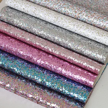 

1PCS 21CMX29CM A4 Multicoloured Chunky Glitter Synthetic Faux Leather Sheet PU Leather Fabric DIY Bows Material Craft Supplies