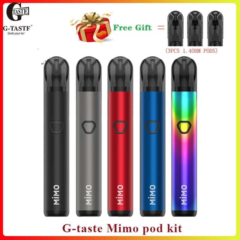 2pcs/lot G-taste Mimo pod kit 450mah battery 1.3ml capacity Side filling pod system electronic cigarette vape vs justfog minifit