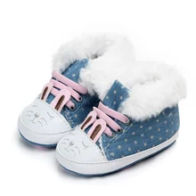 Сапоги для девочек; зимняя обувь для новорожденных; теплые детские сапоги с принтом в горошек; бархатная детская обувь