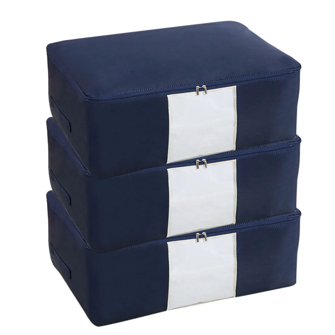 

3Pcs Moisture-proof Quilt Storage Bags Wardrobe Clothes Organizer - Navy Blue L