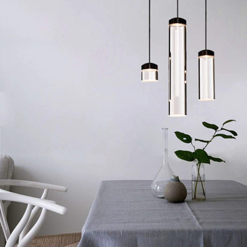 Modern LED Transparent Acrylic Cylinder Pendant Lights Nordic Bar Counter Meal Bar Hanging Lamp Living Room Cafe Decor Fixtures Modern LED Transparent Acrylic Cylinder Pendant Lights Nordic Bar Counter Meal Bar Hanging Lamp Living Room Cafe Decor Fixtures