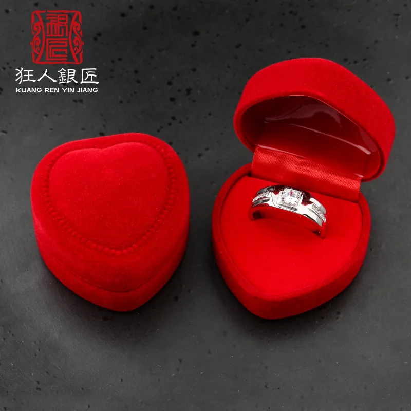 

Small Peach Heart Gift Box Jewelry Ring Box Red Plush Ring Packing Box Heart Shape Ring Box