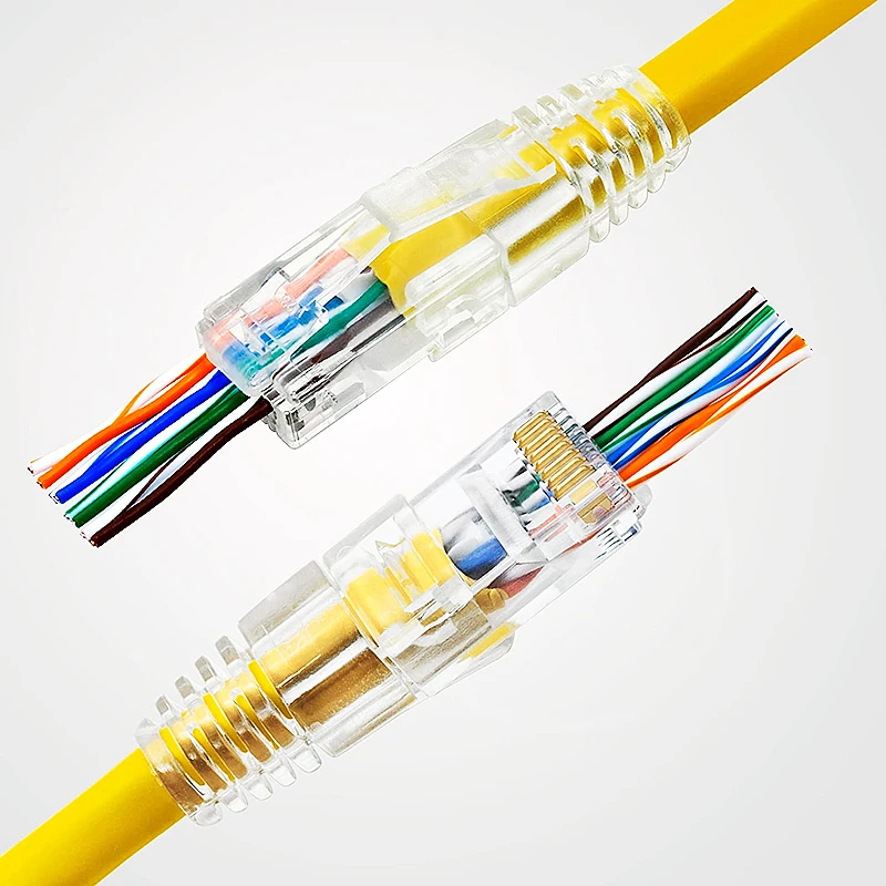 ITBEBE 100-Pack RJ45 Pass-Through Connectors & Strain Reliefs – Cat5/Cat5e, Clear Boots