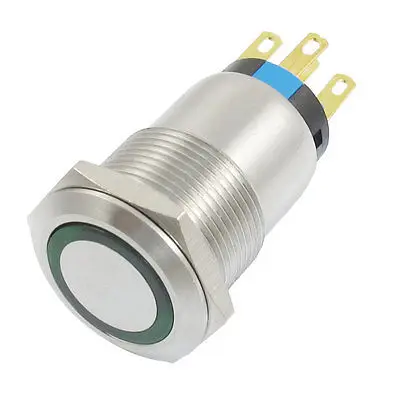 

AC 250V 3A DC 12V Green Lamp Voltage Plane Metal Key Button Switchs