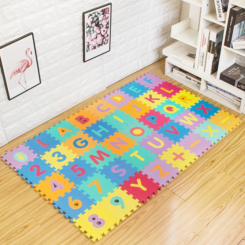 40Pcs Baby Foam Play Mat Children Carpet Educational Toys Interlocking Puzzle EVA Tiles Alphabet Numbers And Symbol 15*15cm | Игрушки и