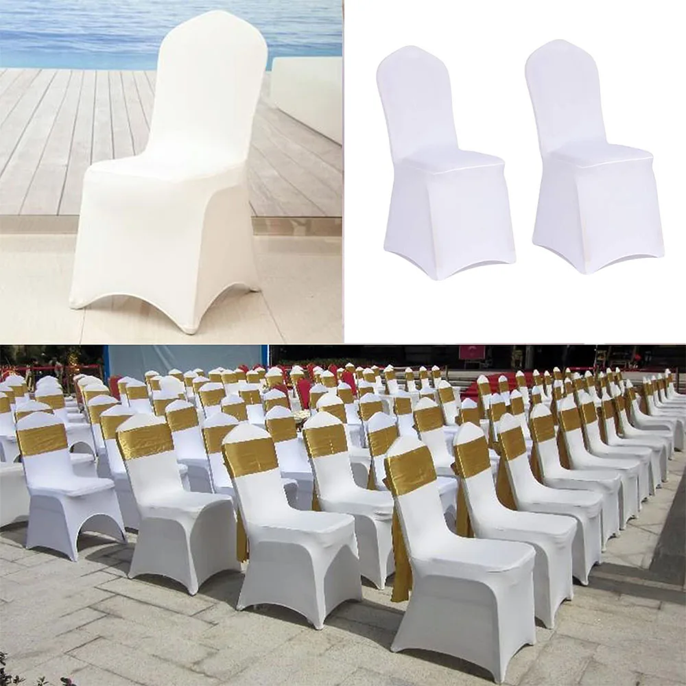 10pcs Universal Stretch Wedding Chair Covers Spandex Polyester Slipcovers for Party Dining Banquet Event White Seat | Дом и сад