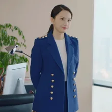 ^#Cheap Blue Suit Double-sleeve Suit Jacket Temperament Woman 2019 Notched Double Breasted Long Women Jackets and Coats Suit ^#Cheap Blue Suit Double-sleeve Suit Jacket Temperament Woman 2019 Notched Double Breasted Long Women Jackets and Coats Suit