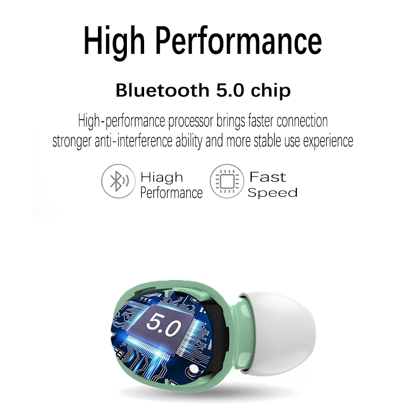 Настоящие беспроводные наушники Мини Bluetooth 5 0 спортивные с шумоподавлением LED
