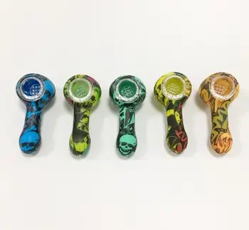 

Fashion Creative Design Colorful Cartoon Silicone Glass Tobacco Pipe Smoking accessories Random Color