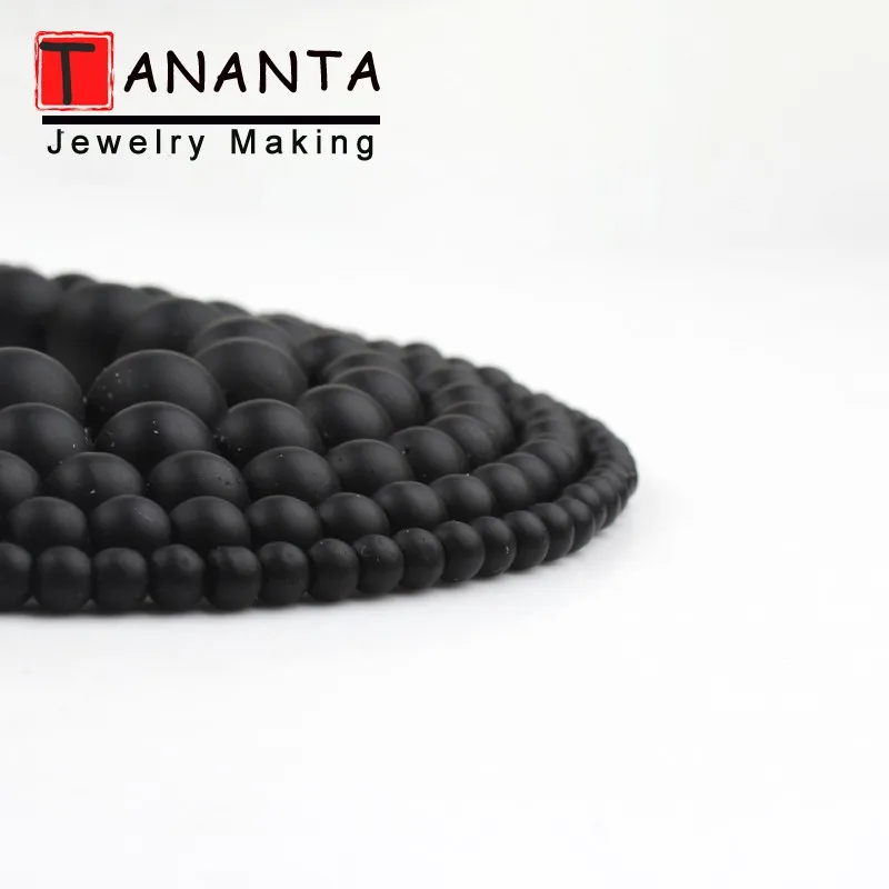 Stone Beads Matte Natural Black Agates Onyx Round Loose 4 6 8 10 12mm 15 inch For Jewelry Making DIY Charm Bracelet Necklace