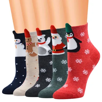 

Women Novelty Christmas Cartoon Printed Socks Snowflake Elk Santa Penguin Socks Xmas New Year Role Cosplay Party Gifts Accessory