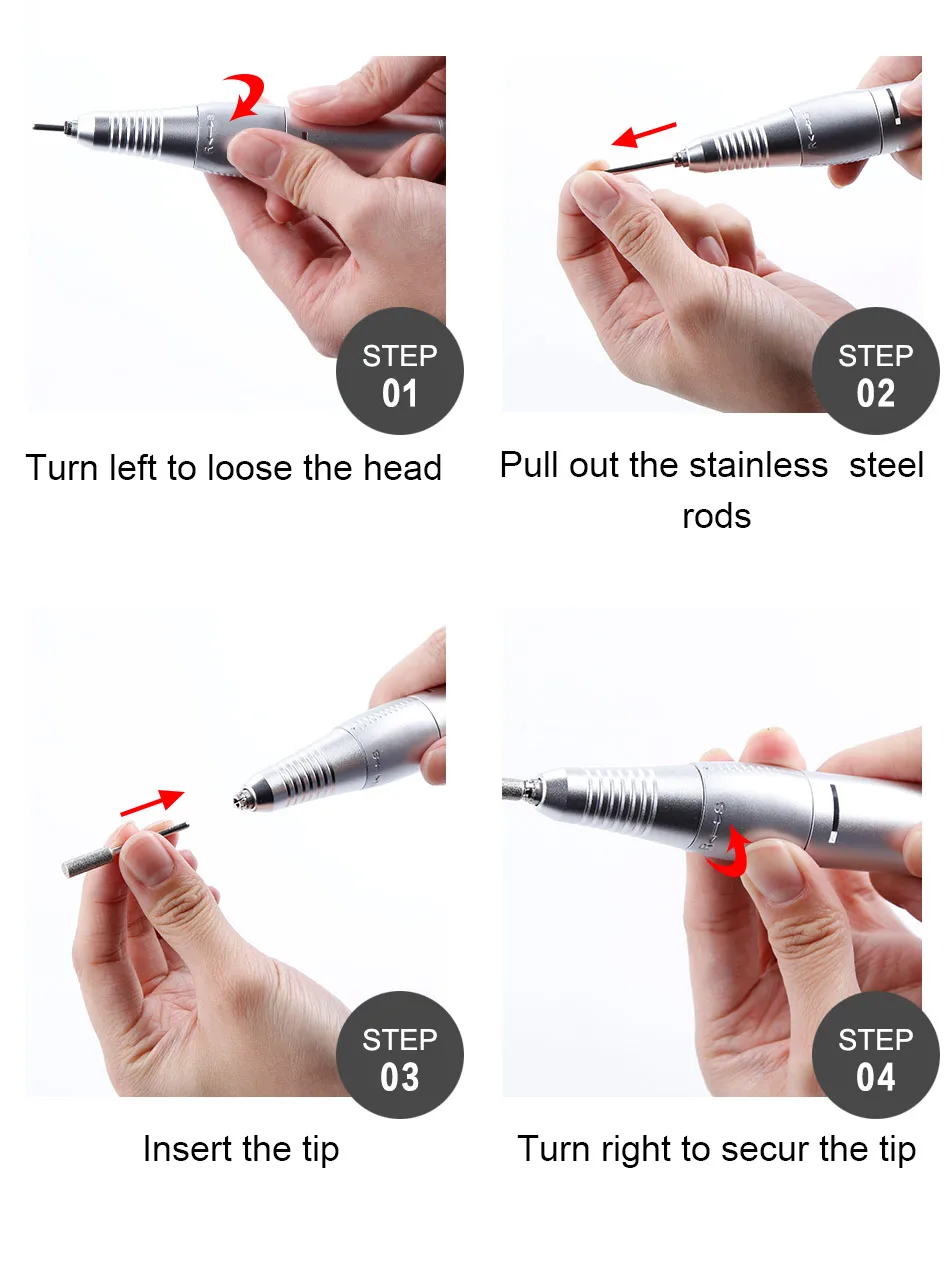 Электрический аппарат для маникюра гель для удаления кутикулы Дизайн ногтей 10 шт. фрезерные сверла шлифовальные ленты педикюр машина