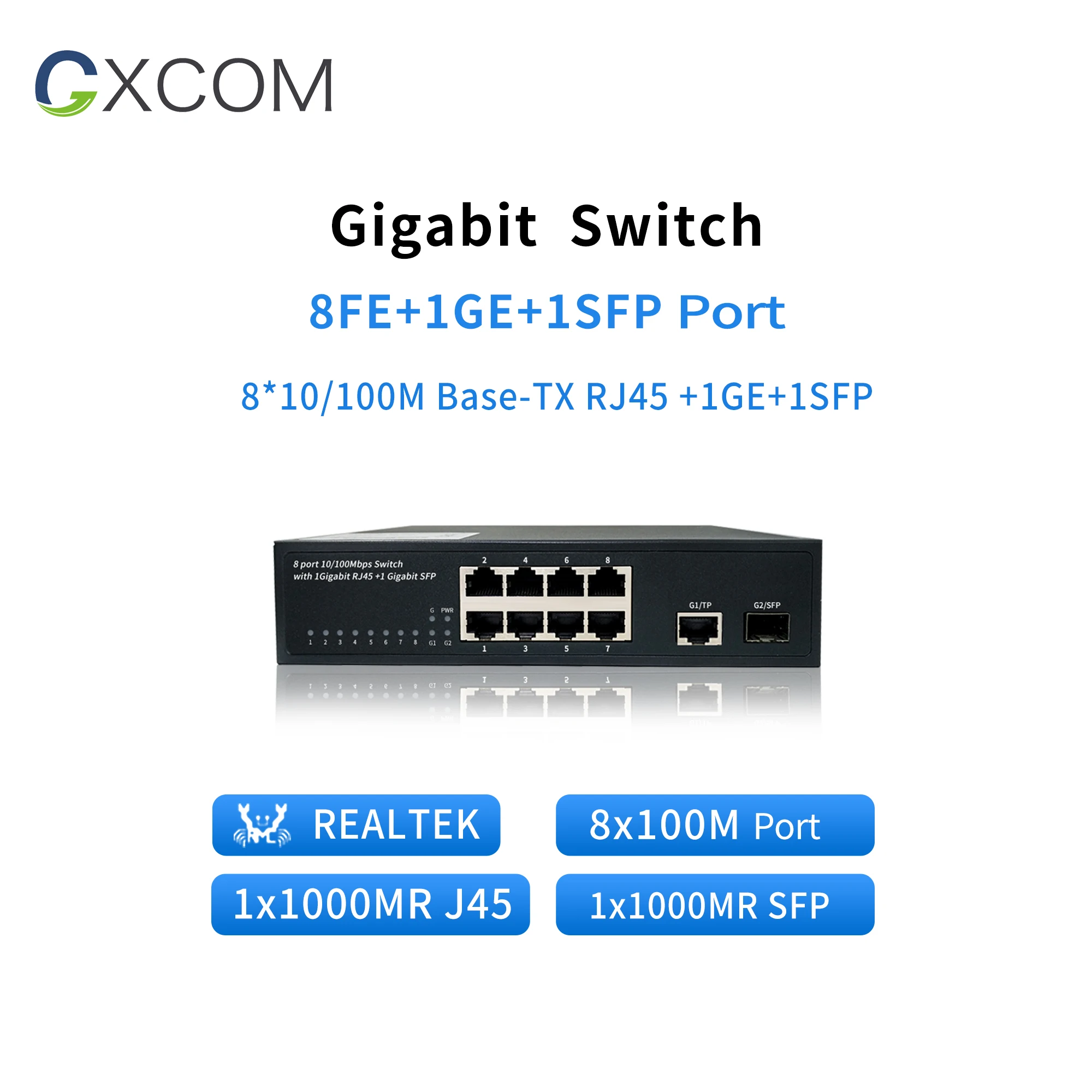 9 порт gigabit Ethernet коммутатор с uplink 1 rj45 + 1sfp 10 портовый медиа converterf рабочего