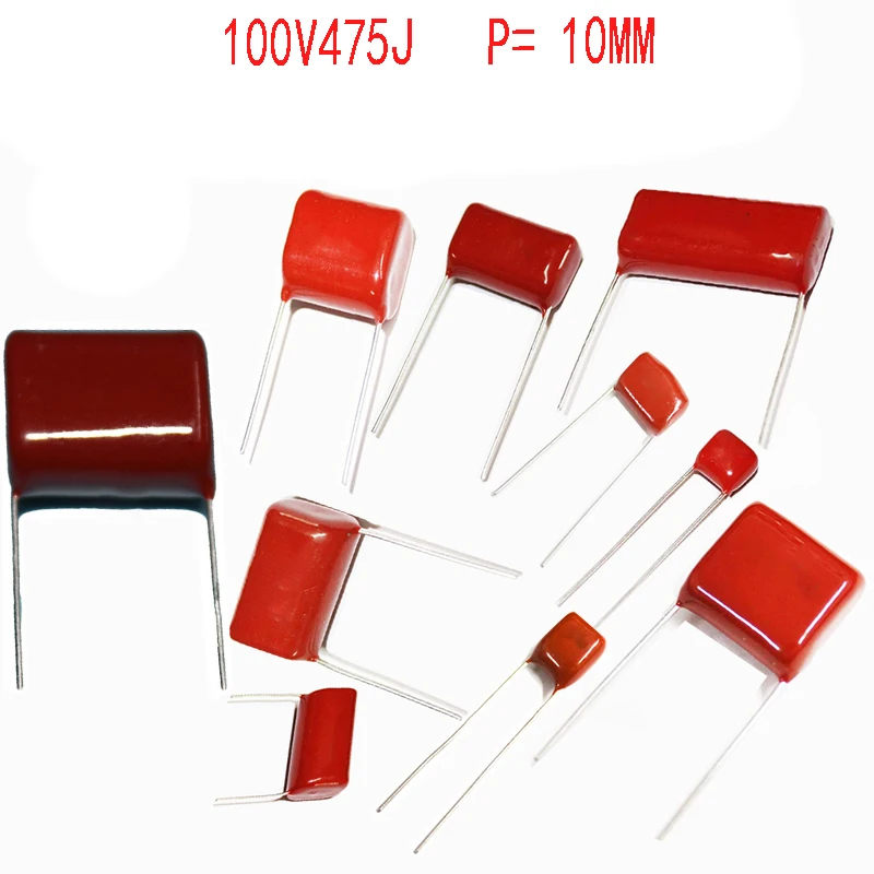 New 10PCS CL21X 100V475J 475J 4.7UF Pitch 10mm 100V CBB Polypropylene Film Capacitor | Электронные компоненты и