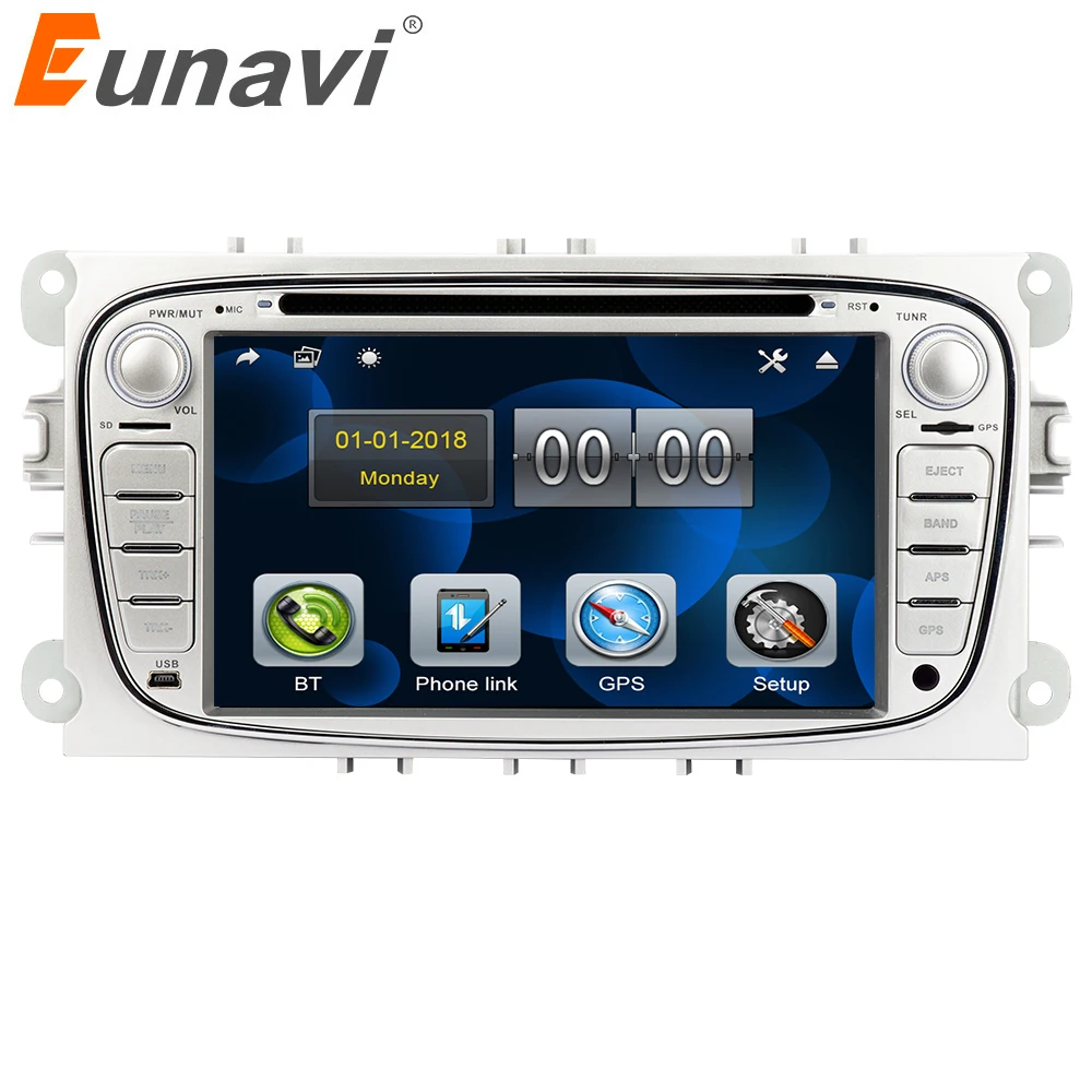 Автомобильный DVD-плеер Eunavi 2 Din 7 дюймов радио GPS-навигация для FORD/Focus/S-MAX/Mondeo/C-MAX/Galaxy