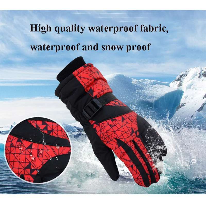 Waterproof Ski Gloves Men Women Heated Skiing Glove Winter Wear Resistant Thermal Mittens Outdoor Sports Snow Windproof Gloves