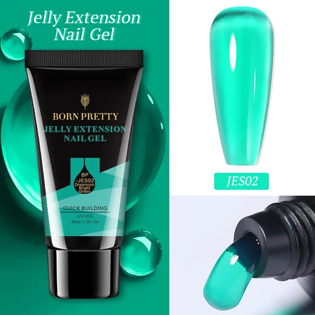 BORN PRETTY 30/20ml Glitter Acrylic Gel Finger Extension Silver Pink Extension Gel Soak Off Nail Art Gel Varnish JES02