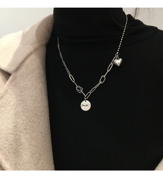

S925 Sterling Silver Round Necklace Fashion Heart Chain Women Valentines Day Gift Personalized Jewelry Free Shiping Wholesale