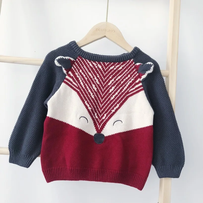 

2021 Baby Girls Sweaters Winter Baby Sweater Fox Cartoon Christmas Sweaters Children Pullovers Outerwear Baby Girl Clothes