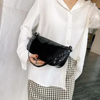 

Multicolored Shopping Handbags Solid PU Leather Elegant Female Zipper Shoulder Shoulder Top-handle Bag for Vacation and Travel