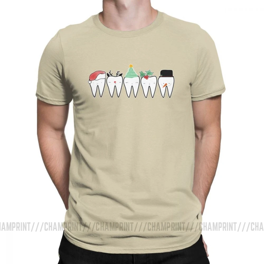 Мужские рождественские футболки стоматологический отряд, зубной помощник стоматолога, Забавные топы, одежда с круглым вырезом, хлопок, футболки 4XL 5XL, футболка - Цвет: Хаки