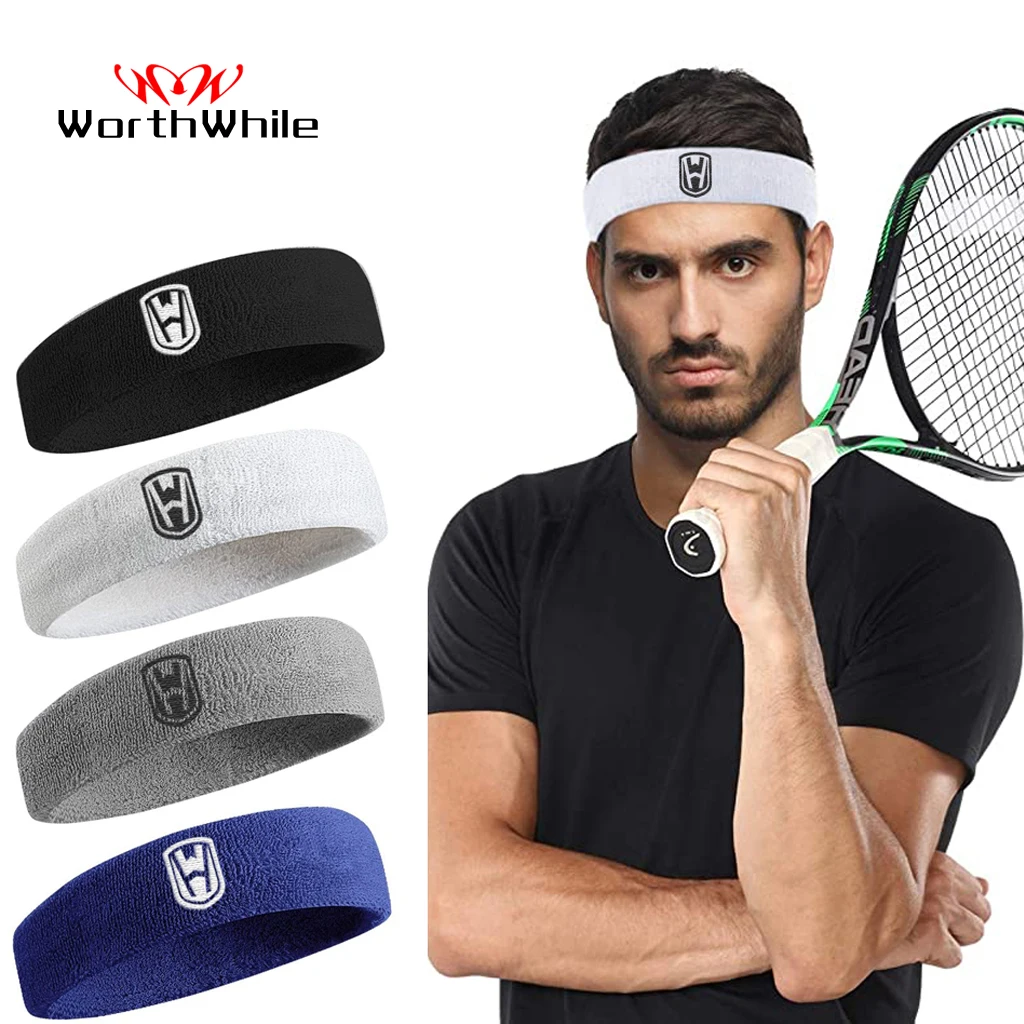 WorthWhile-Diadema atlética de algodón para hombre y mujer, bandas elásticas para el sudor, para baloncesto, deportes, gimnasio, Fitness, voleibol y tenis