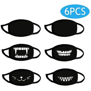 

6PCS Face Mask Unisex Cartoon 3D Fabric Facial Mask Fashion Printing Ice Silk Can Be Washed Spain Mascarillas Mascherine#YL5