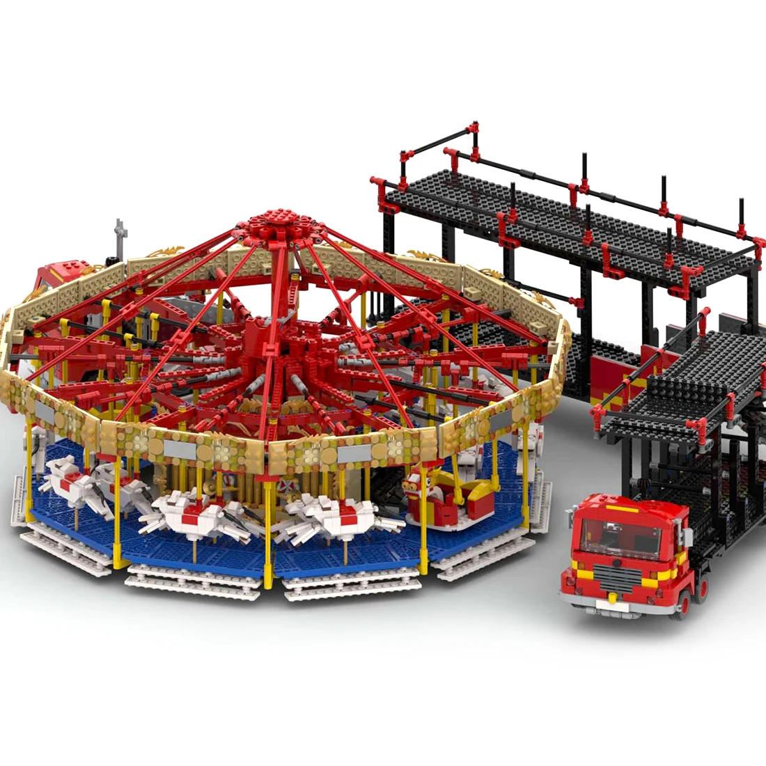 

Authorized MOC-73320 Block 5601pcs+ DIY Assembly MOC Dynamic Large Fairground Carousel Model Gift - Designed By Gdale