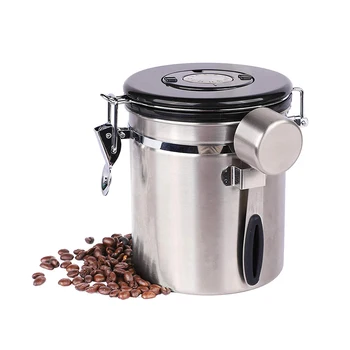 

1 Set 1.5L Stainless Steel Airtight Coffee Container Storage Canister Set Coffee jar Canister With Scoop For Coffee Beans Tea