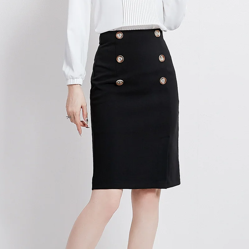 Women Skirts Autumn Winter New Woman Korean Elegant High Waist A-line Package Hip Skirt Midi Chic Wild Retro Button Skirts