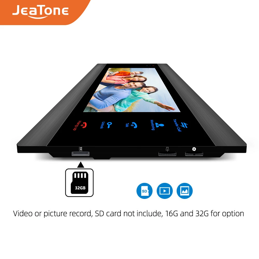 Jeatone7 дюймовый внутренний монитор одноблочная система внутренней связи