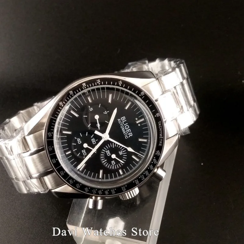

40mm Bliger/Sterile Man Watch Week Date Indicator Clock Steel Strap Automatic Watches For Men