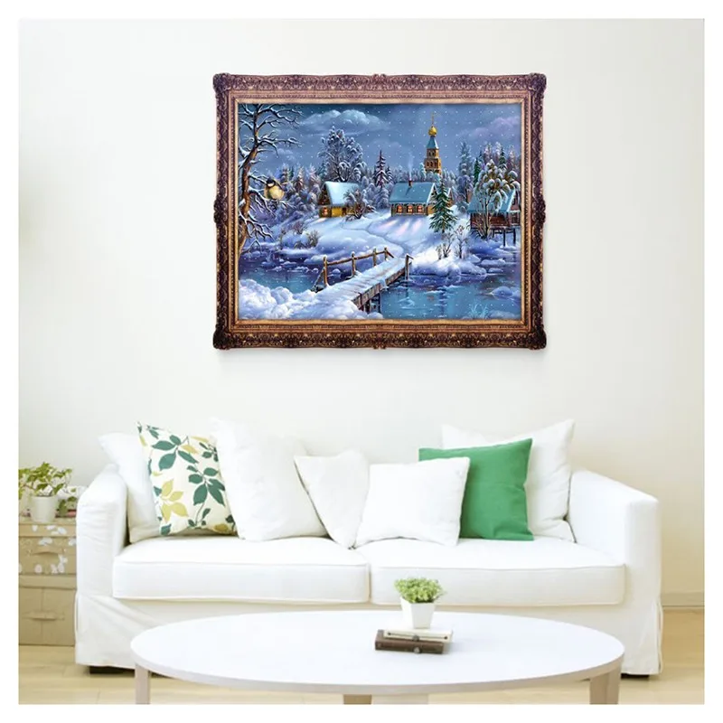 Christmas Night 5D Diamond Painting Embroidery DIY Cross Stitch Kit Home Wall Decor(Christmas Snow-covered Landscape) Promotion