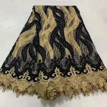 

2020 Latest Nigerian Lace Fabric High Quality Embroidered African Laces Fabric For Wedding Dress French Tulle Lace With Stones