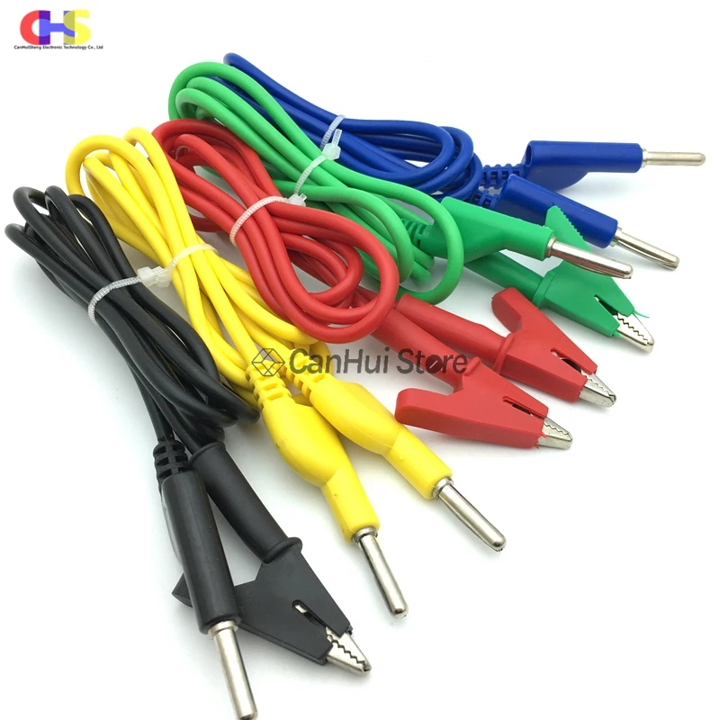 Banana Plug Alligator Clip Cable 15A Copper 4MM Banana Plug to Alligator Clip Cable Lead Silicone Wire Double End Test Line 1M For Multimeter Probe Measure Tool
