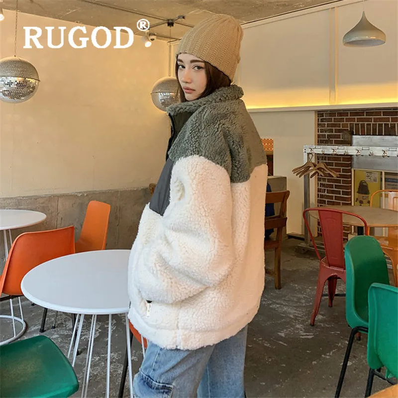 RUGOD шерстяное пальто больших размеров, женская теплая флисовая куртка, женские зимние пальто, уличная одежда в Корейском стиле, Женская мода