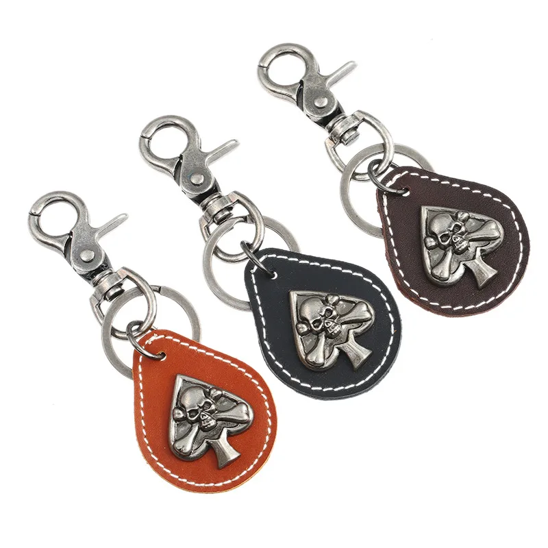 

Europe And America Punk Retro Alloy Cattle-leather Key Ring Supply of Goods Punk Leather Keychain Men Accessories