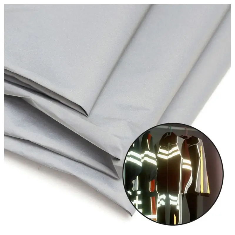 Silver Reflective Fabric Sew On Cloth Material Highlight Chemical Fiber  39.4inch