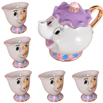 

Beauty And The Beast Teapot Mrs Potts Chip 1 Teapot + 5 Cups