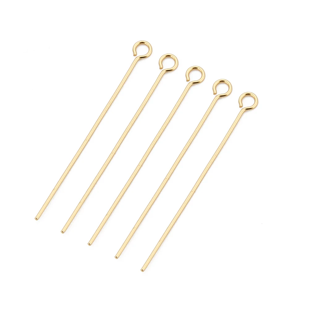 100pcs 스테인레스 스틸 9 아이 핀 골드 실버 톤 0.6mm 두꺼운 루프 Eyepin 결과 DIY 수제 귀걸이 쥬얼리 만들기위한