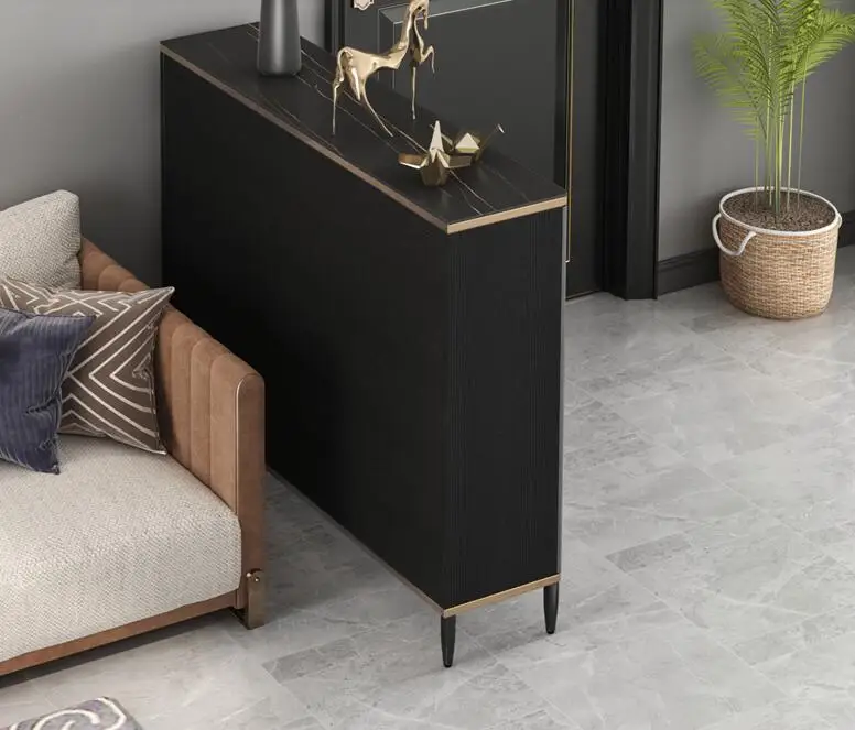 Rock board ultra-thin dining side cabinet solid wood integrated wall household 25cm modern simple living room storage wine cabin